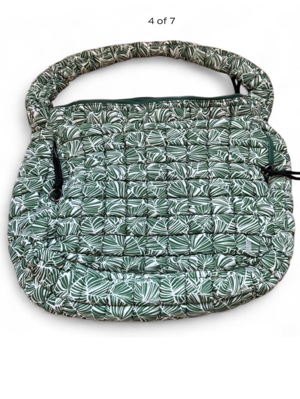 Free People Movement Quilted Carryall Bag Green Palm Print Puffer Tote - Picture 4 of 7